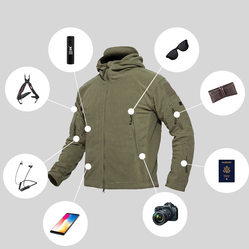 Men’s Warm Fleece Hooded Tactical Jacket – Military Style