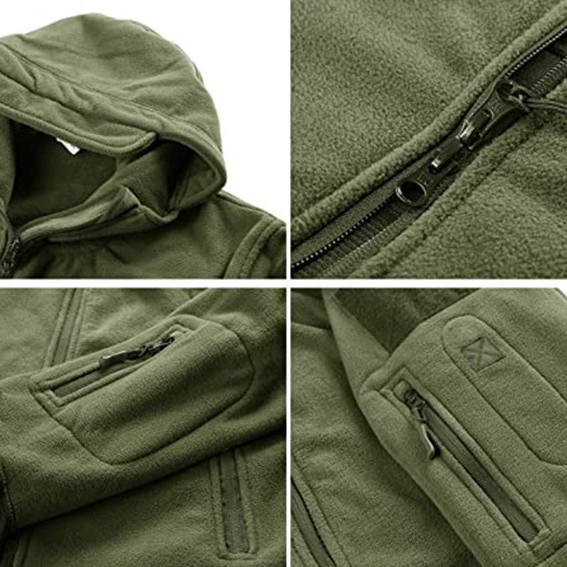Men’s Warm Fleece Hooded Tactical Jacket – Military Style