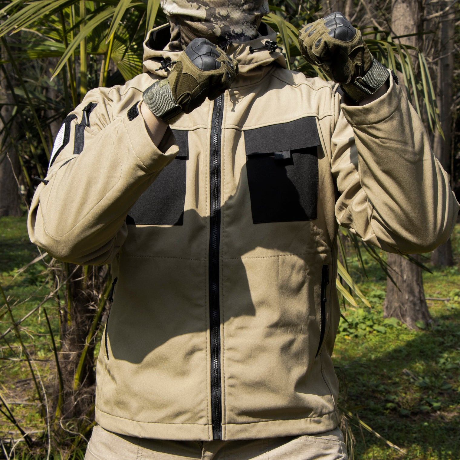Men’s 5-in-1 Softshell Water-Resistant Tactical Outdoor Jacket
