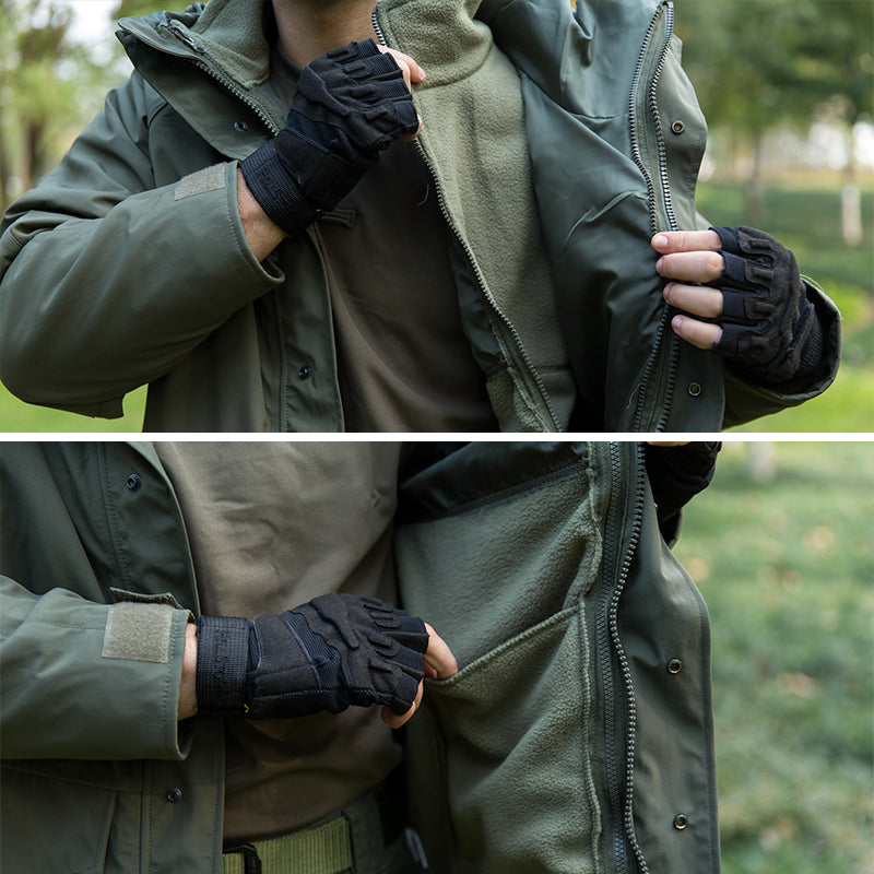 Men’s Softshell Tactical Fleece Jacket – Military Hooded Coat