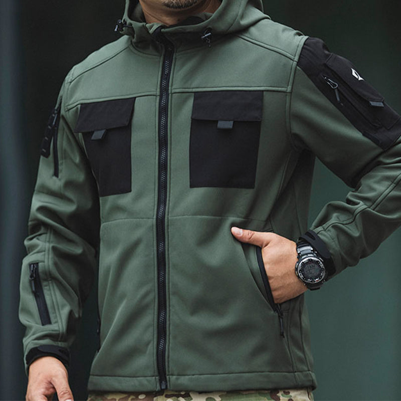 Men’s 5-in-1 Softshell Water-Resistant Tactical Outdoor Jacket