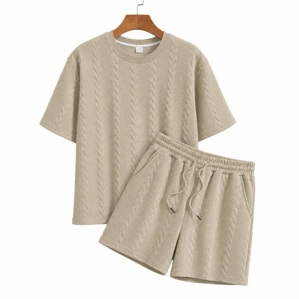 Casual Jacquard T-shirt Shorts Set