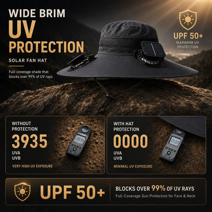 Solar-Powered Cooling Hat with Dual Fans and UV Protection