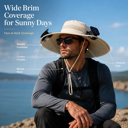 Solar-Powered Cooling Hat with Dual Fans and UV Protection