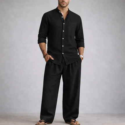 Men's Linen Cotton Blend Casual 2-Piece Set