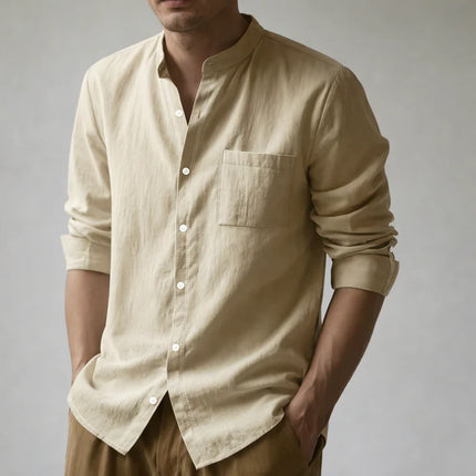 Men's Linen Cotton Blend Long-Sleeve Shirt