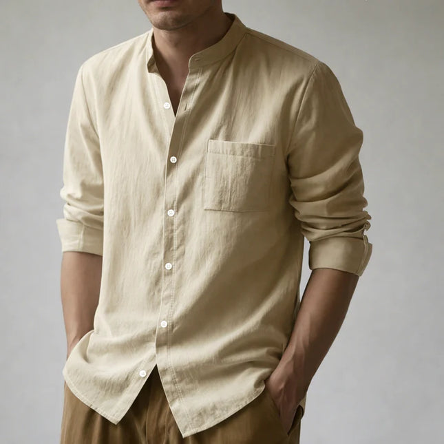 Men's Linen Cotton Blend Long-Sleeve Shirt