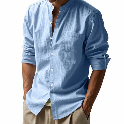 Men's Linen Cotton Blend Long-Sleeve Shirt