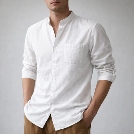 Men's Linen Cotton Blend Long-Sleeve Shirt