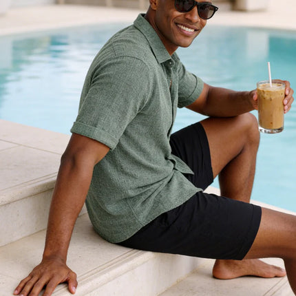 Men's Linen Cotton Blend Short Sleeve Shirt