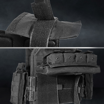 The Modular Rapid Assault Tactical Vest is a ultimate combat-ready plate carrier for all tactical situations.  The full-body MOLLE system allows you to easily add other essentials. Crafted from 1000D nylon, it offers exceptional durability, reinforced shoulder straps, and multiple patch panels for customization. 