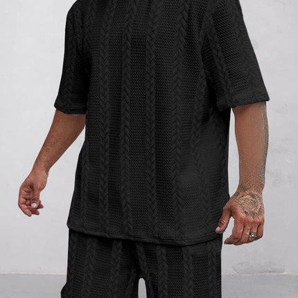 Casual Jacquard T-shirt Shorts Set