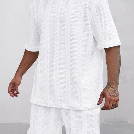 Casual Jacquard T-shirt Shorts Set