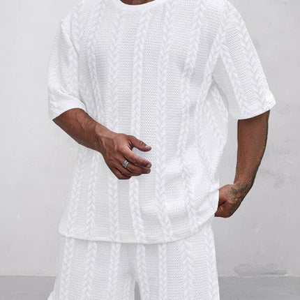 Casual Jacquard T-shirt Shorts Set