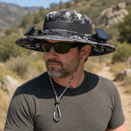 Solar-Powered Cooling Hat with Dual Fans and UV Protection