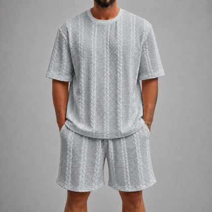 Casual Jacquard T-shirt Shorts Set