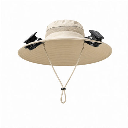 Solar-Powered Cooling Hat with Dual Fans and UV Protection