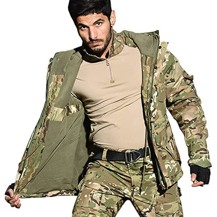 The G8 Soft Shell Tactical Jacket Coat Military Fleece Hooded. This classic jacket is built to last. You'll enjoy free range of motion thanks to a bi-swing back, and drawcord at the waist, bottom, and hood offer added protection and warmth. 