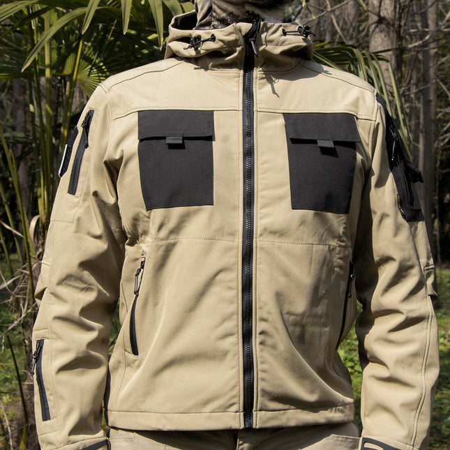 Men’s 5-in-1 Softshell Water-Resistant Tactical Outdoor Jacket