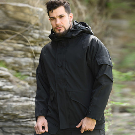 The G8 Soft Shell Tactical Jacket Coat Military Fleece Hooded. This classic jacket is built to last. You'll enjoy free range of motion thanks to a bi-swing back, and drawcord at the waist, bottom, and hood offer added protection and warmth. 