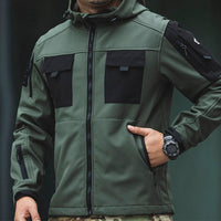 Men’s 5-in-1 Softshell Water-Resistant Tactical Outdoor Jacket